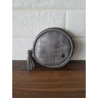 Sleutel- / tassenhanger tasje rond grijs